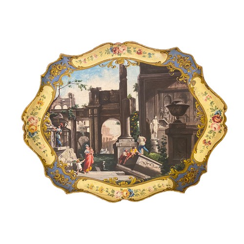 99 - Property of the late Marcello ViolanteFollower of Marco Ricci (1676 - 1730)A tray painted with a cap... 