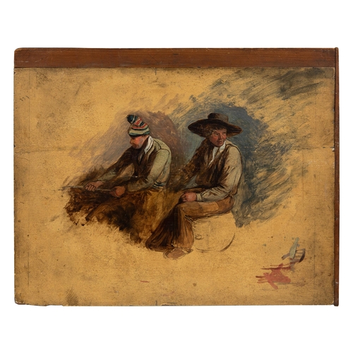 111 - Circle of Sir David Wilkie RA (1785 - 1841)Two fishermen or rope-makersOil on panelDimensions:12.5 i... 