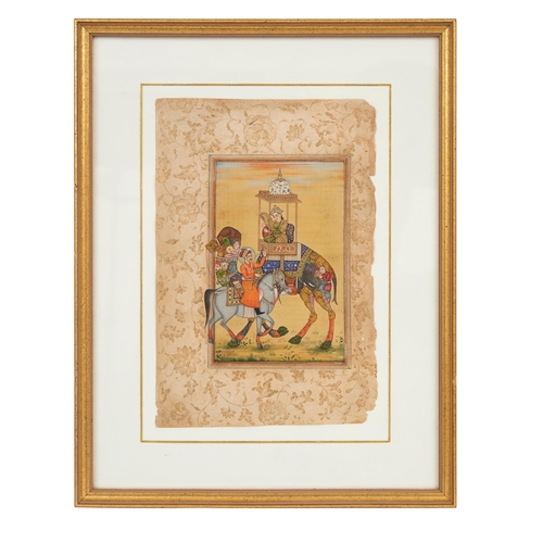 64 - Property of a GentlemanIndia School19th CenturyA miniature of a composite camel carrying a princess ... 