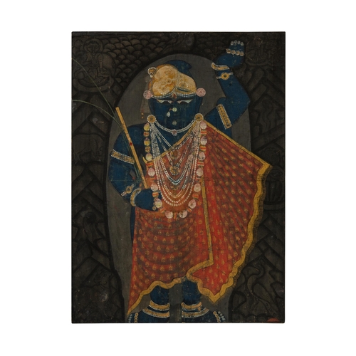 70 - Property of a GentlemanAn antique Hindu mythological paintingOil on linen, laid down on canvasDimens... 