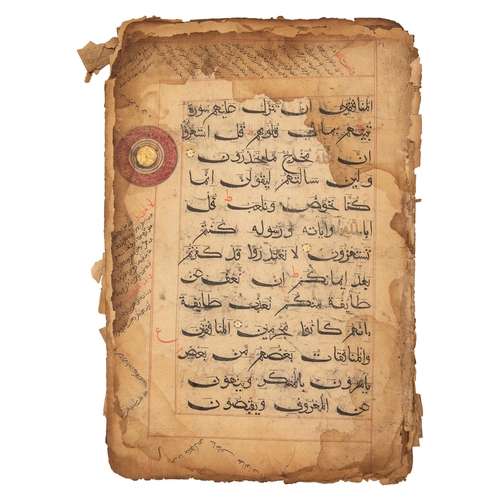 72 - Property of a GentlemanA selection of 107 Quranic manuscripts leaves, some with extensive marginalia... 