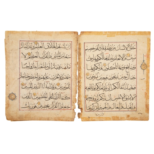 72 - Property of a GentlemanA selection of 107 Quranic manuscripts leaves, some with extensive marginalia... 