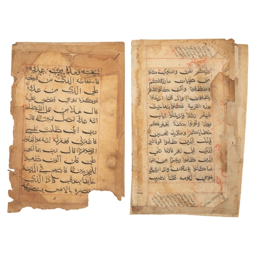 72 - Property of a GentlemanA selection of 107 Quranic manuscripts leaves, some with extensive marginalia... 