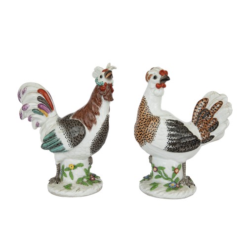 272 - Property of a Gentleman19th CenturySamson of Paris porcelain Cock and Hen in the Fürstenberg style W... 