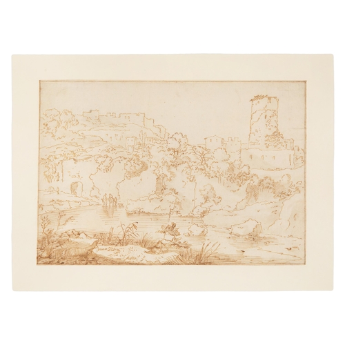 56 - Property of a ladyCircle of Domenichino Zampieri (‘Domenichino’) (1581 – 1641)A landscape with tower... 