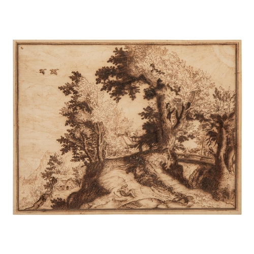 57 - Property of a ladyAttributed to Remigio Cantagallina (1582 - 1656)A wooded landscapeInk on paperDime... 