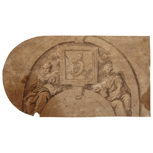 62 - Property of a ladyItalian SchoolLate 16th CenturyThe Ascension Ink on arched paperA drawing of a ped... 