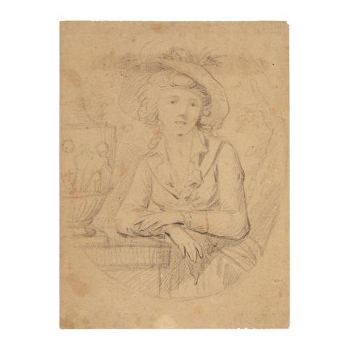 68 - Property of a ladyCircle of Sir Joshua Reynolds (1723 - 1792)A portrait of a lady in a hatPencil on ... 