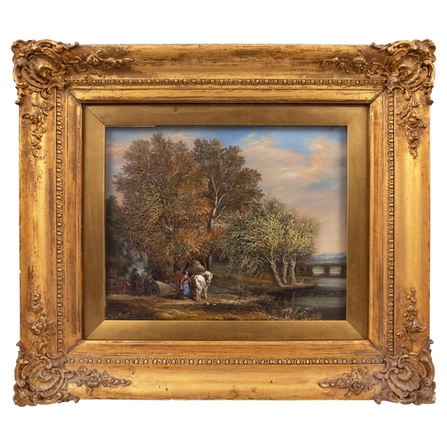 73 - Property of a gentlemanEnglish19th CenturyA three-dimensional landscapeOil on glass and canvas with ... 