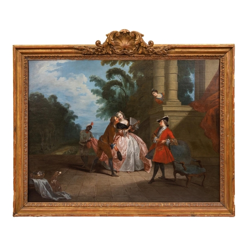 92 - Property of a gentlemanCircle of Nicholas Lancret (1690 - 1743)Elegant company in a courtyard, a lan... 