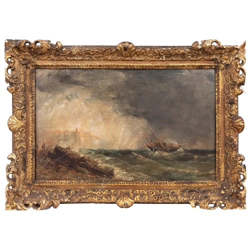 98 - Property of a gentlemanCircle of J. M. W. Turner / John ConstableThe ShipwreckOil on artist's boardI... 