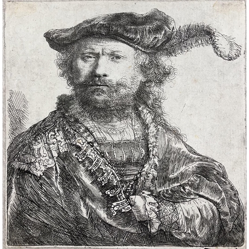 108 - Rembrandt Harmensz. van Rijn (1606 - 1669)A late self-portrait Second-state etching laid on Japan pa... 
