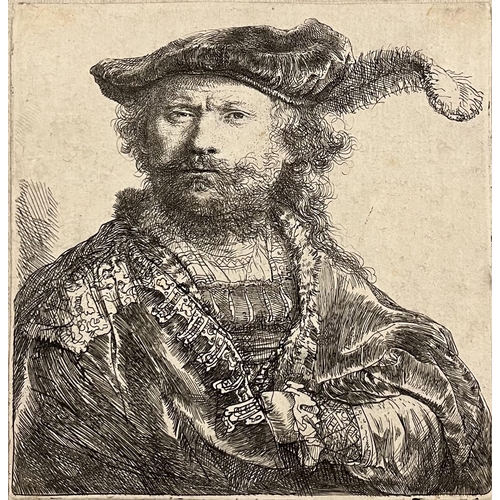 108 - Rembrandt Harmensz. van Rijn (1606 - 1669)A late self-portrait Second-state etching laid on Japan pa... 