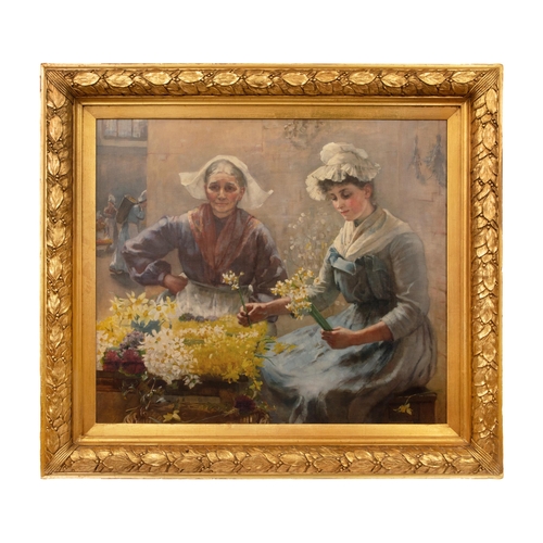 119 - Albert Chevallier Taylor (1862 - 1925)The flower marketOil on canvasSigned, lower rightDimensions:(C... 