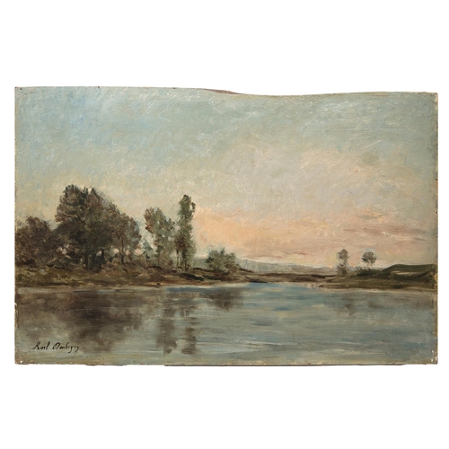 126 - Property of a gentlemanKarl Pierre Daubigny (1846 - 1886)A landscape at dawnOil on panelSigned, lowe... 