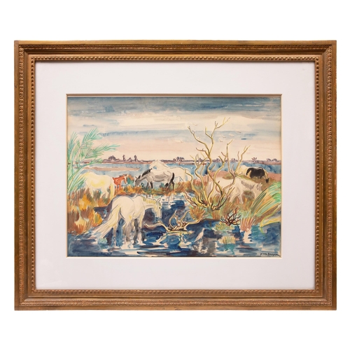 144 - Yves Brayer (1907 - 1990)Horses in CamargueWatercolour on paperProvenance:Ex WildensteinDimensions:(... 