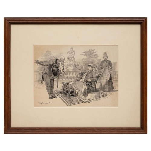 169 - Property of a ladyA drawing of Edward VII (July, 1900)Signed indistinctlyBlack ink on paper... 