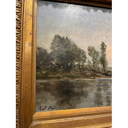 126 - Property of a gentlemanKarl Pierre Daubigny (1846 - 1886)A landscape at dawnOil on panelSigned, lowe... 