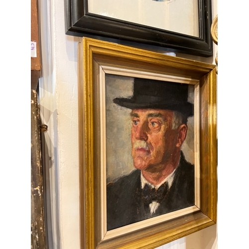 138 - Property of a Gentleman collectorCarl Felkel (1896 - 1984)A portrait of an old man in a top hatOil o... 