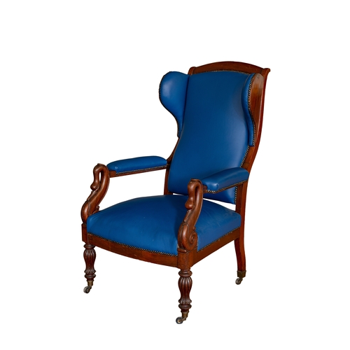 42 - To be sold without reserveProperty of a gentlemanEnglish19th CenturyA gentleman's armchairBlue leath... 
