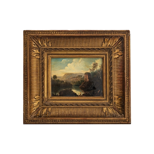 173 - Property of a GentlemanAnglo-IrishCirca 1830A Romantic Castle with River LandscapeOil on artist boar... 