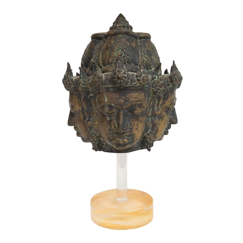 352 - Property of a LadyCentral IndianAntiqueTwo four-headed bronzes of Lord BrahmaOne on a wooden base, w... 