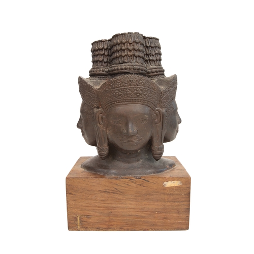 352 - Property of a LadyCentral IndianAntiqueTwo four-headed bronzes of Lord BrahmaOne on a wooden base, w... 