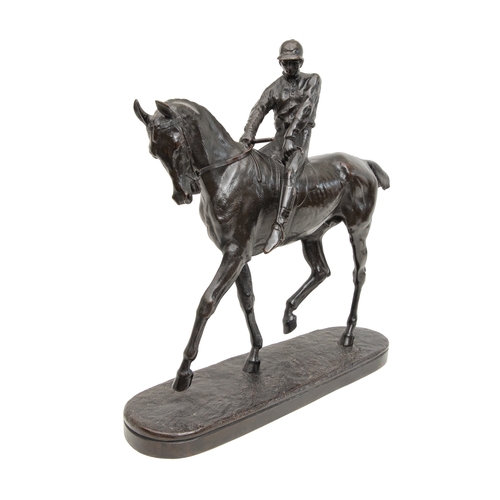 87 - John Willis Good (British, 1845 - 1879)Horse and Jockey, adjusting stirrupc. 1870BronzeDimensions:11... 