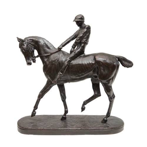 87 - John Willis Good (British, 1845 - 1879)Horse and Jockey, adjusting stirrupc. 1870BronzeDimensions:11... 