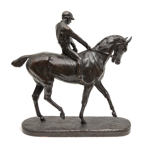 87 - John Willis Good (British, 1845 - 1879)Horse and Jockey, adjusting stirrupc. 1870BronzeDimensions:11... 