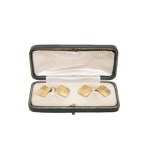 108 - To be sold without reserveProperty of a LadyCirca 1900, A pair of French 18ct gold cufflinksThe squa... 