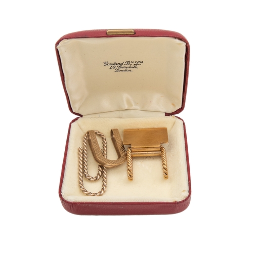 98 - Property of a LadyA set of three money clips[a] A 9ct yellow gold engine turned and roped twist mone... 