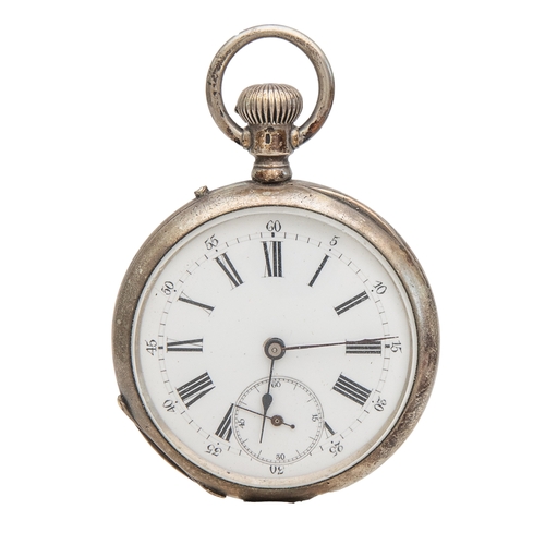 104 - Property of a LadyA collection of 4 pocket watches, to include:[a] A mid 19th Century silver engine ... 