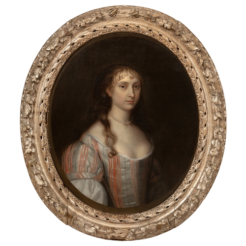 130 - Property of a Gentleman17th CenturyAnglo-Flemish SchoolPortrait of a Young Lady in a striped silk dr... 