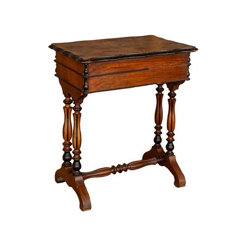 56 - To be sold without reserveProperty of a Lady VictorianA walnut serpentine-fronted sewing tableWith 2... 