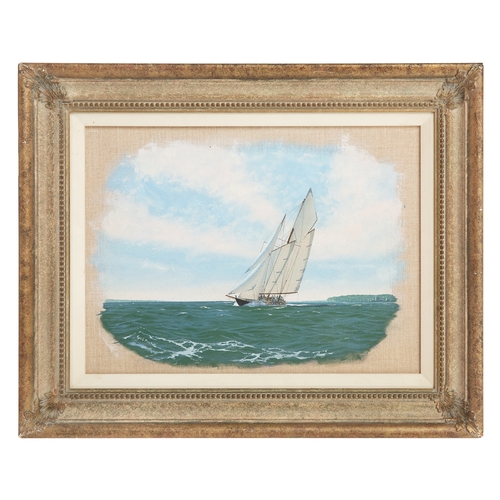 204 - Property of a GentlemanRon Charles Mitchell (b.1960)A yacht in sailOil on canvasSigned lower leftDim... 