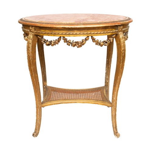 38 - To be sold without reserveProperty of a Lady 19th CenturyA serpentine giltwood and pink marble top o... 