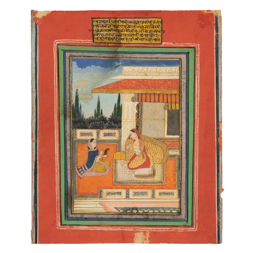 282 - Property of a ladyLucknow School, c. 1780A miniature of a seated woman (Patmanjari Ragini) and atten... 