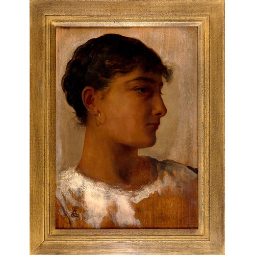 190 - Property of a GentlemanEdwin Longsden Long RA (1829 - 1891)Head study of a young womanOil on panelSi... 