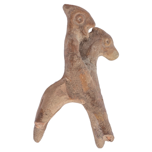 342 - To be sold without reserveProperty of a LadyCypriot (?)Two terracotta figures on horsebackOne small,... 