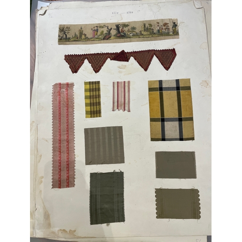 480 - Property of a LadyA timeline of textile swatches, from Jacobean to GeorgianTextile laid on paper14 s... 