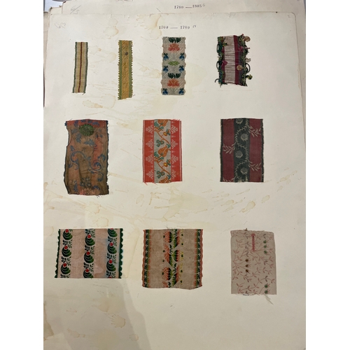 480 - Property of a LadyA timeline of textile swatches, from Jacobean to GeorgianTextile laid on paper14 s... 