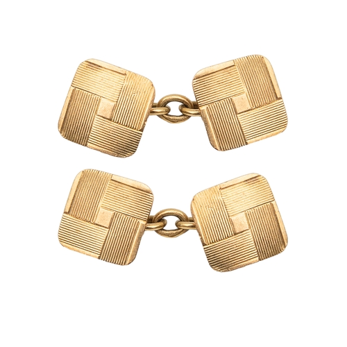 108 - To be sold without reserveProperty of a LadyCirca 1900, A pair of French 18ct gold cufflinksThe squa... 