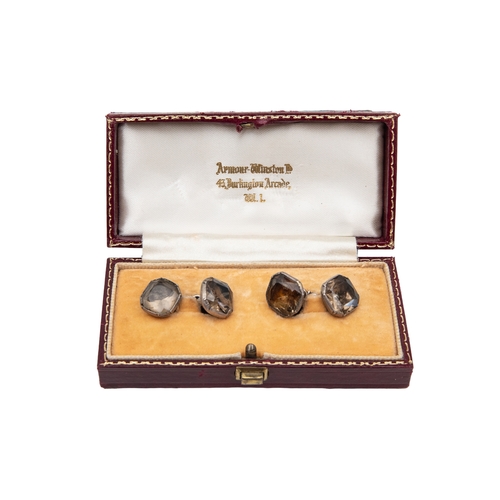 110 - To be sold without reserveProperty of a LadyA pair of 18th Century silver and coloured paste cufflin... 