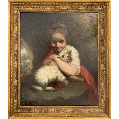 128 - Property of a GentlemanStudio of Sir Joshua Reynolds18th CenturyA portrait of a young girl with a la... 