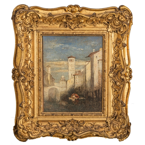 178 - Property of a GentlemanCircle of J.M.W. TurnerBritish18th/19th CenturyA canal scene with bell towerO... 