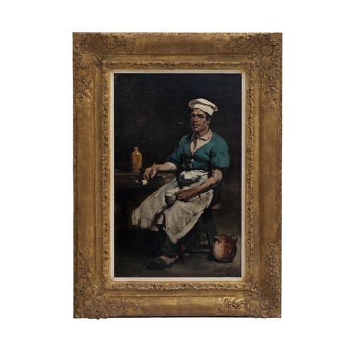 240 - Property of a GentlemanThéodule Ribot (1823 - 1891)Portrait of a smoking chefOil on canvasSigned 't.... 