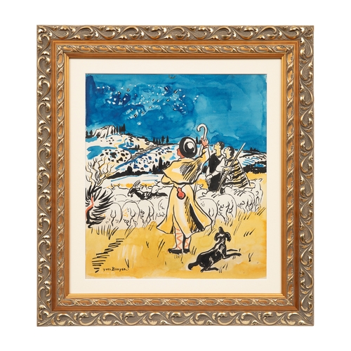 281 - Property of a GentlemanYves Brayer (1907 - 1990)A shepherd and his flockGouache on paperSigned lower... 