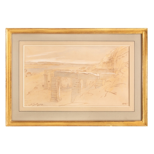 286 - Property of a GentlemanEdward Lear (1812 - 1888)A view of Egyptian ruinsBrown ink, watercolour, and ... 