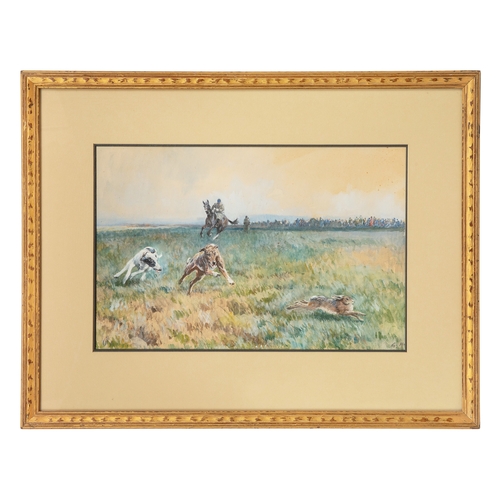 305 - Property of a GentlemanGilbert Holiday (1879 - 1937)Hare coursingWatercolour on paperInitialled lowe... 